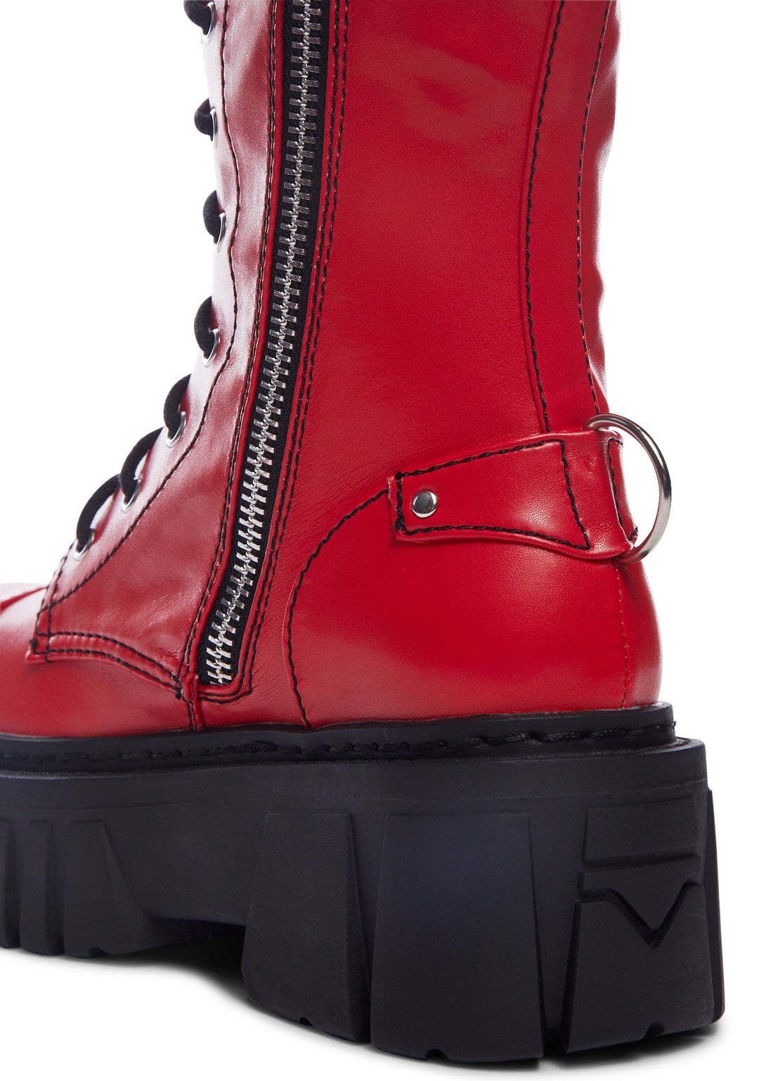 Current Mood Mismatched Combat Boots - Red/Black - Image 2