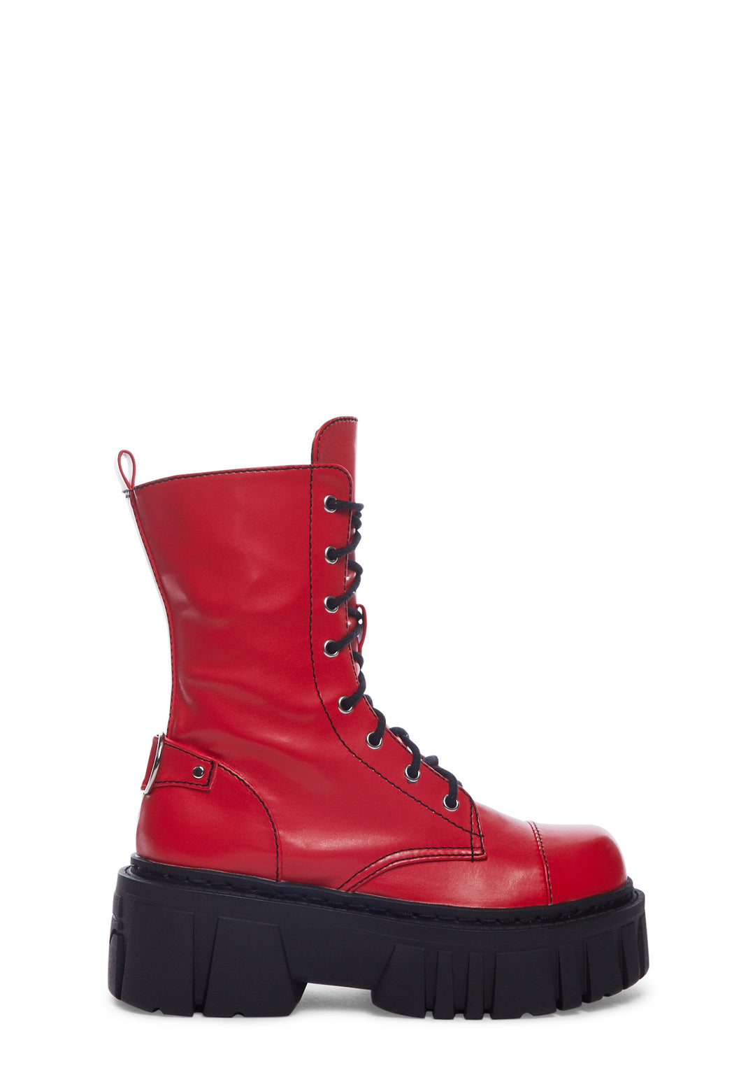 Current Mood Mismatched Combat Boots - Red/Black - Image 3