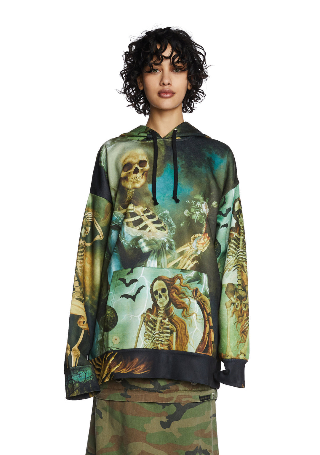 Trickz N Treatz Skeleton Renaissance Art Print Hoodie