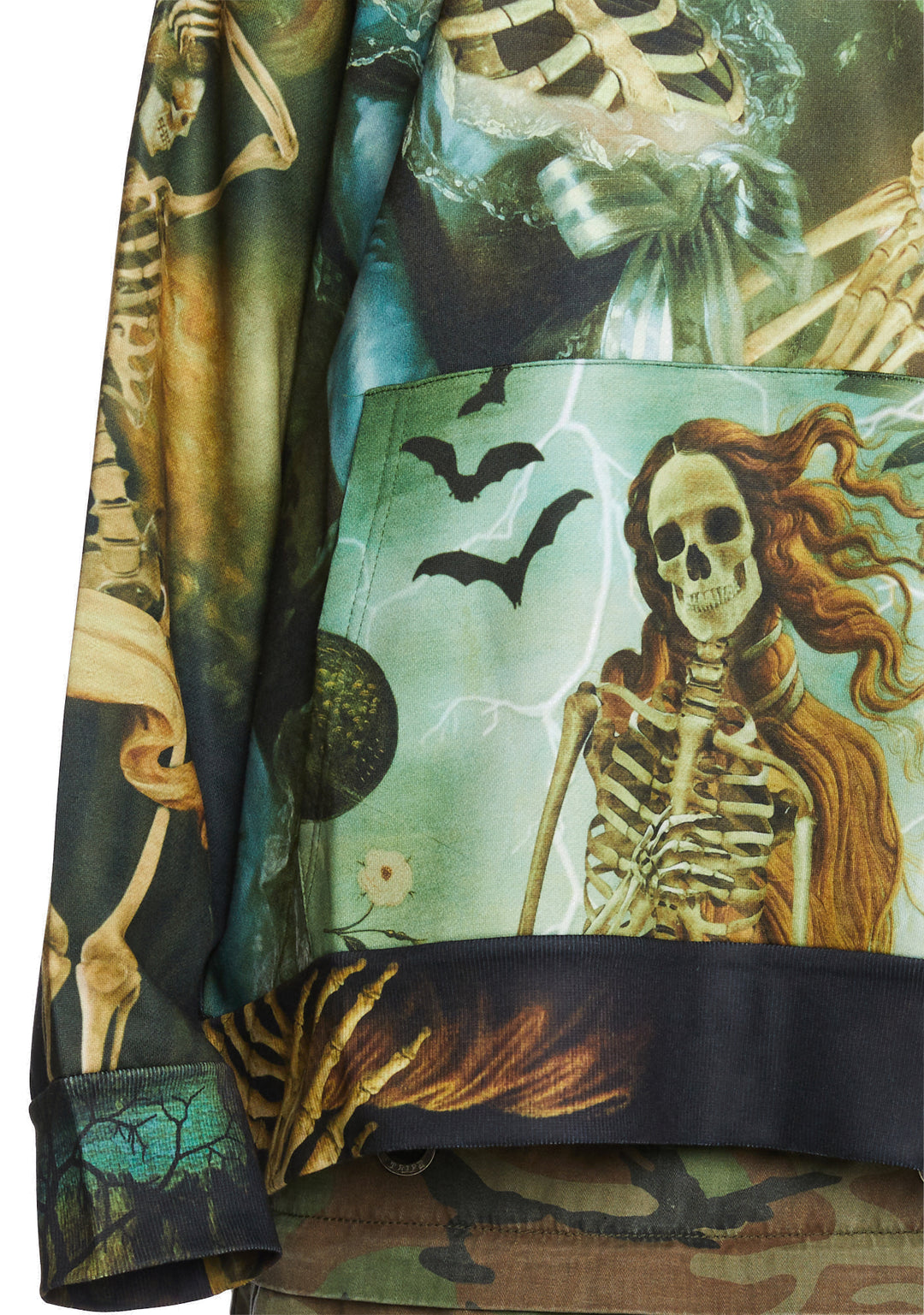 Trickz N Treatz Skeleton Renaissance Art Print Hoodie - Image 5