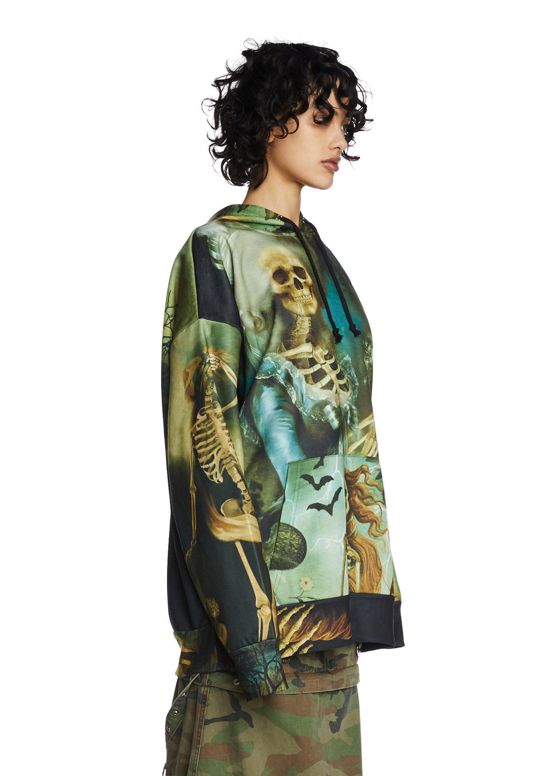 Trickz N Treatz Skeleton Renaissance Art Print Hoodie - Image 3