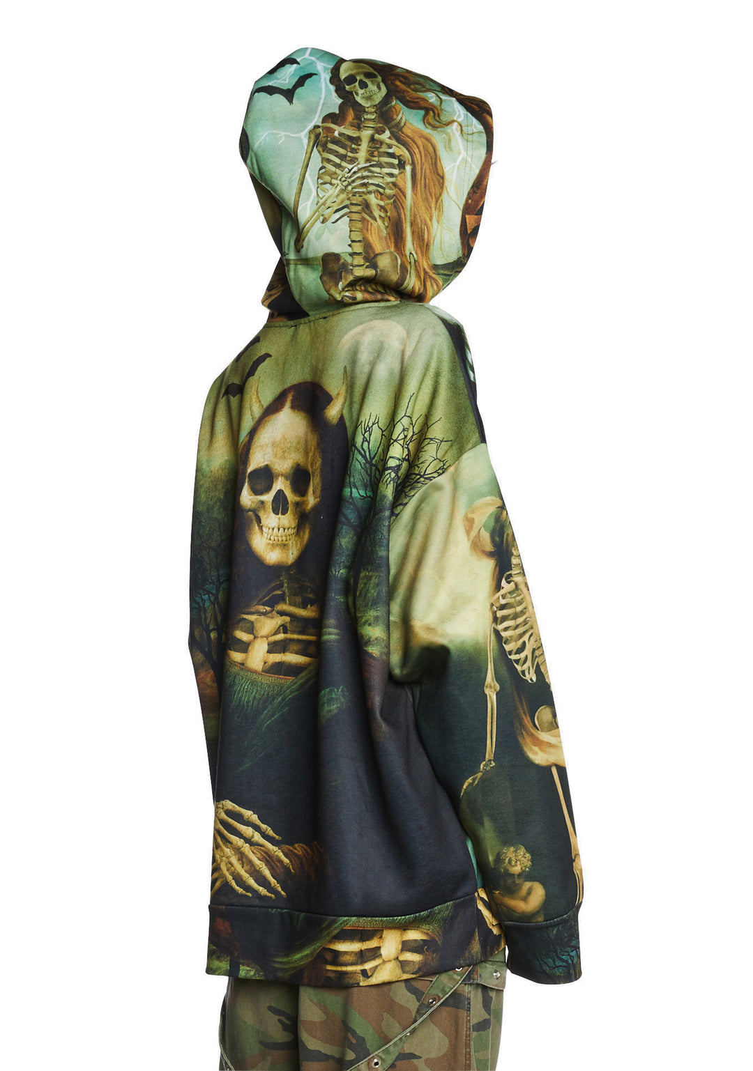 Trickz N Treatz Skeleton Renaissance Art Print Hoodie - Image 4