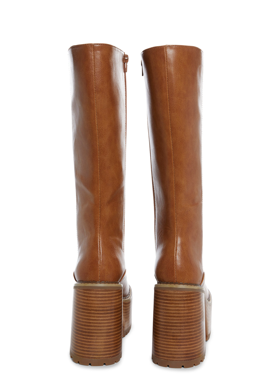 Delia's PU Knee High Platform Boots - Light Brown - Image 4