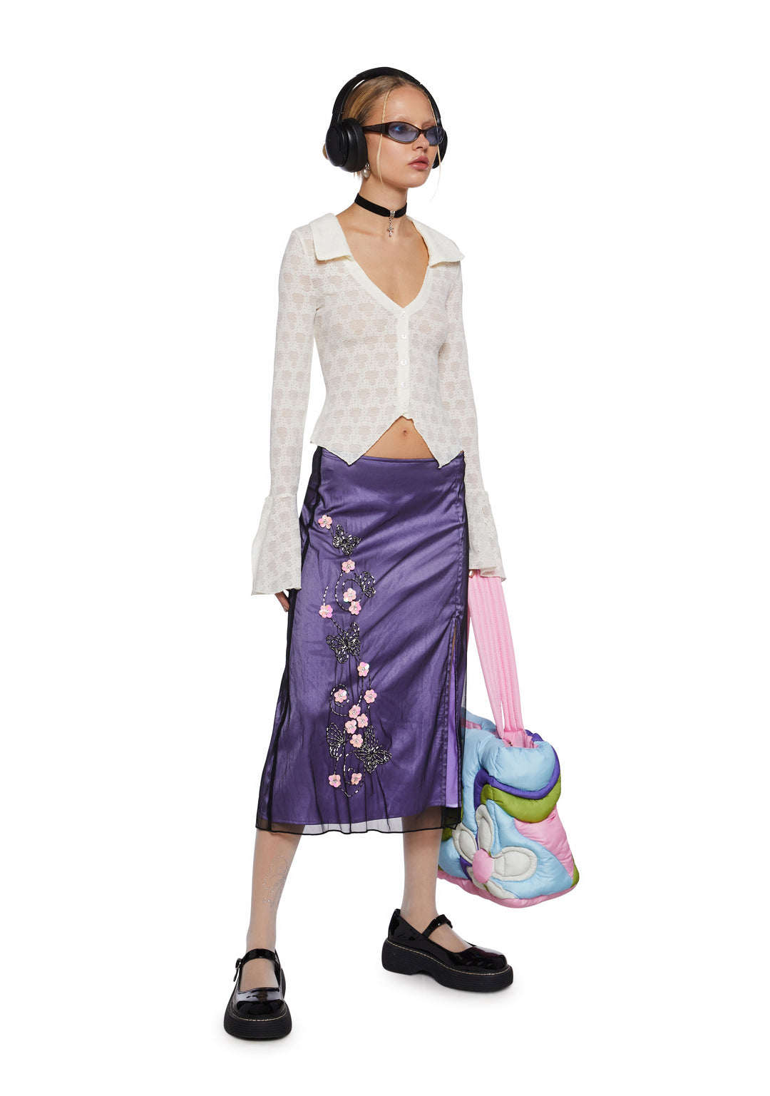 Delia's Tulle Multilayered Midi Skirt - Purple - Image 2