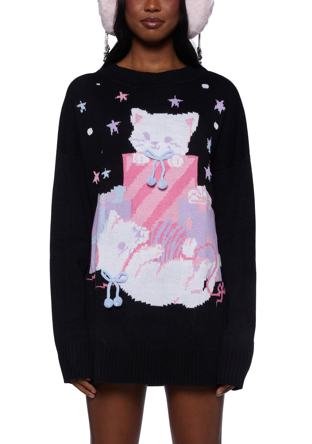 Sugar Thrillz Kittens Ugly Christmas Sweater - Black - Image 5