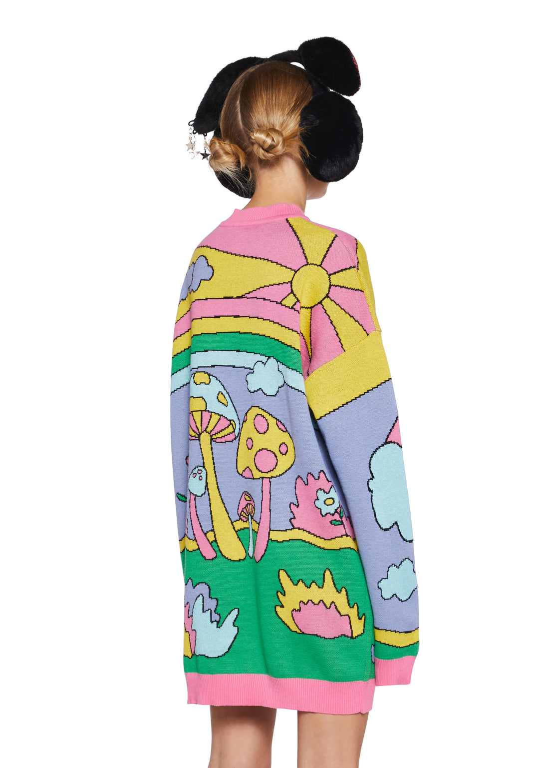 Current Mood Colorful Mushroom Rainbow Oversized Sweater - Rainbow/Multi - Image 4