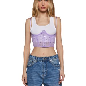 Sugar Thrillz Sequin Underbust Corset Top - Lavender