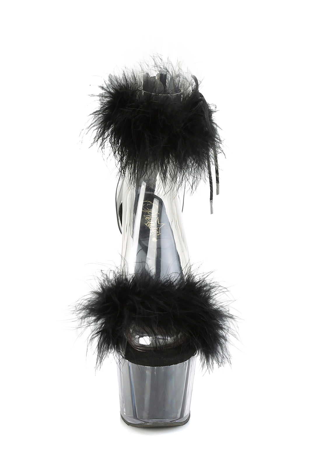 Adore-724F Platform Marabou Ankle Cuff Sandals-Black - Image 3