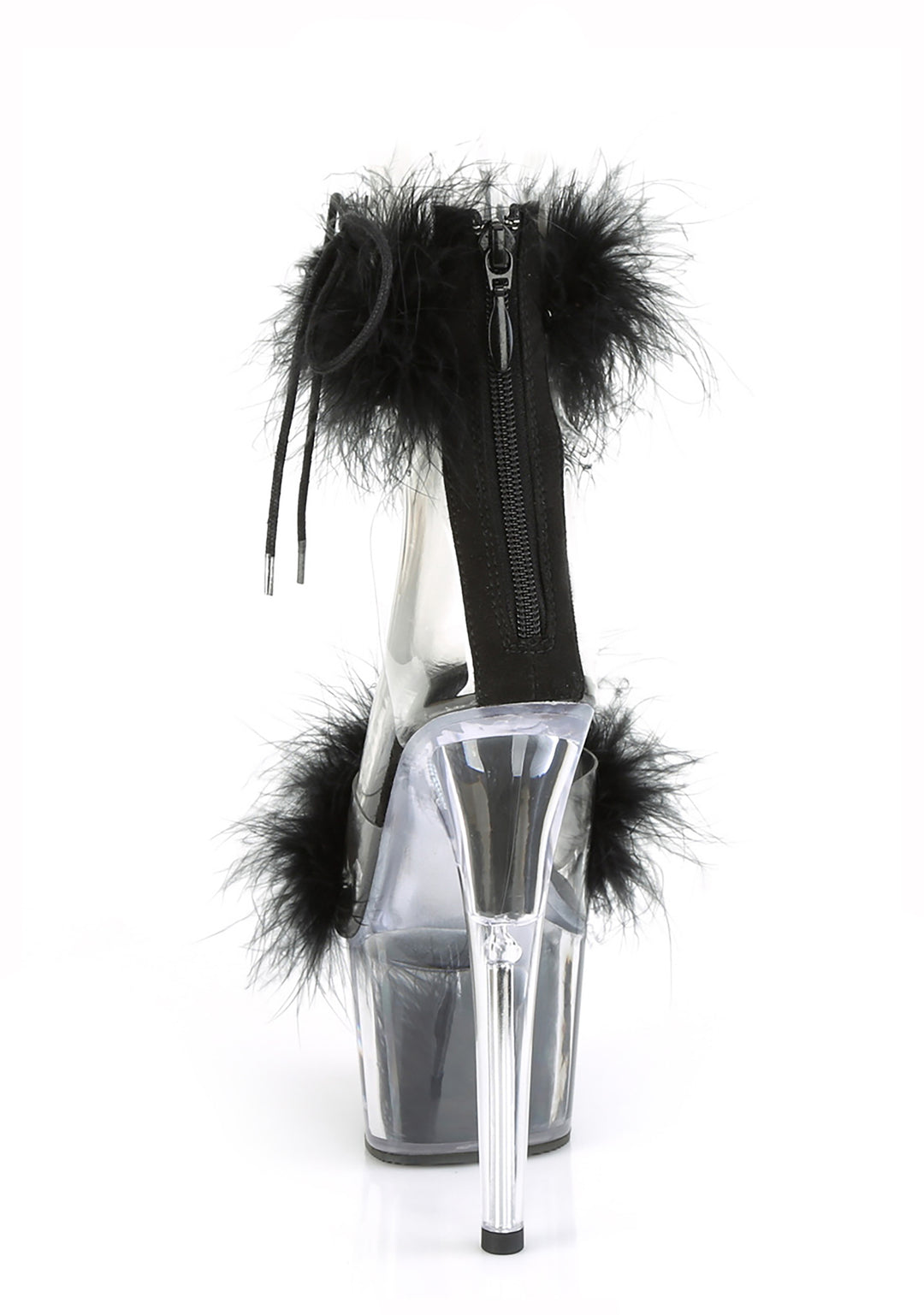 Adore-724F Platform Marabou Ankle Cuff Sandals-Black - Image 4