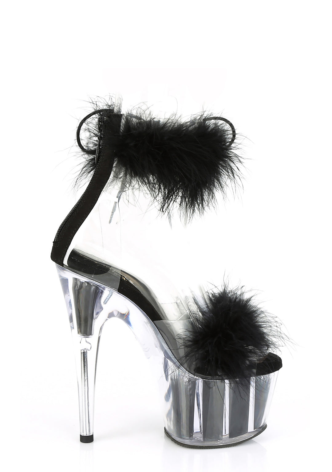 Adore-724F Platform Marabou Ankle Cuff Sandals-Black - Image 2