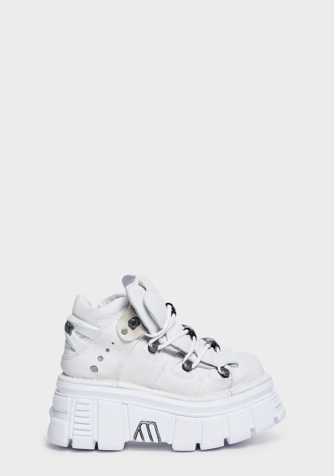 New Rock White Metallic S53 Leather Sneakers