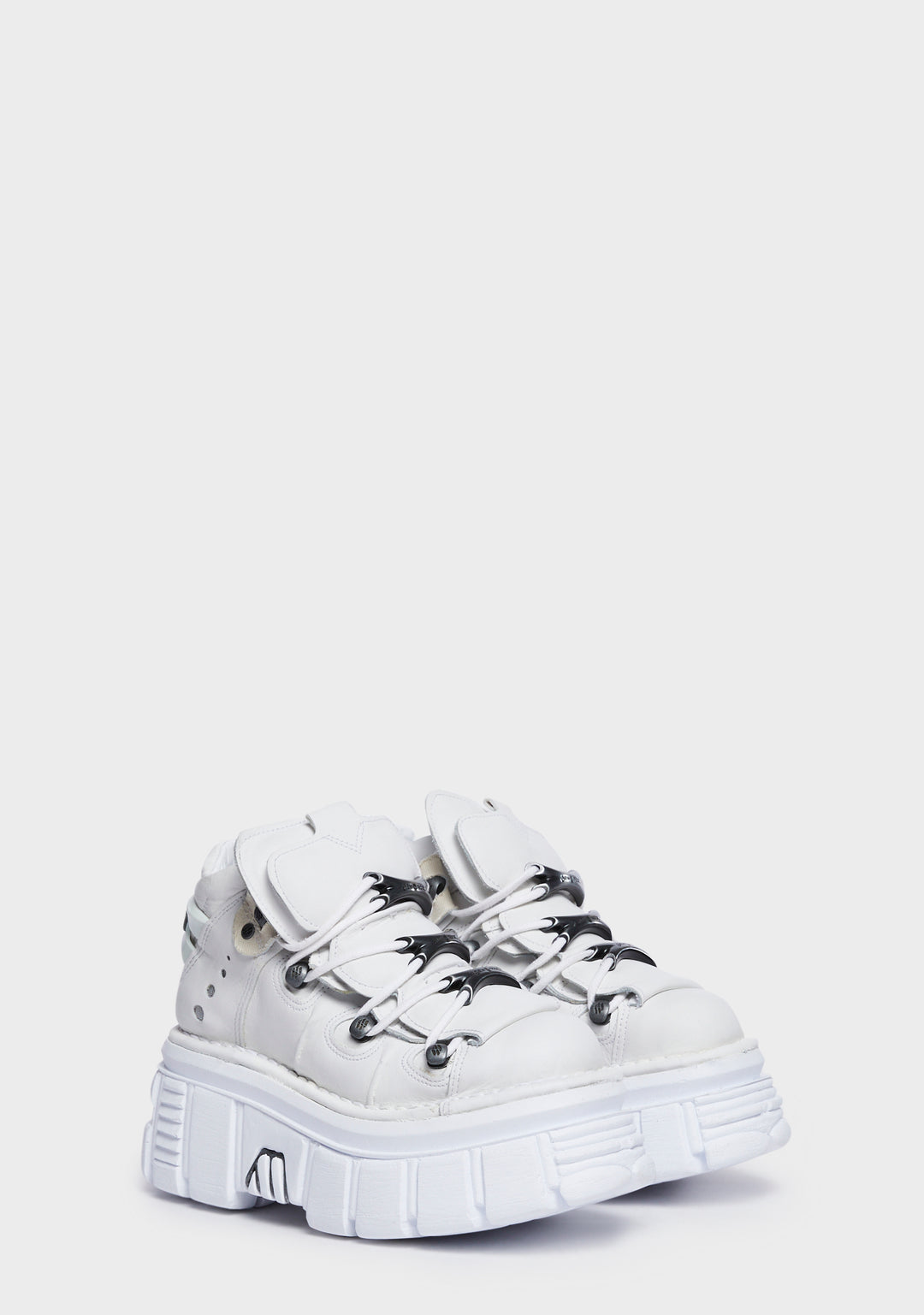 New Rock White Metallic S53 Leather Sneakers - Image 3