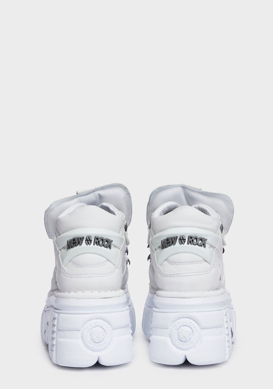 New Rock White Metallic S53 Leather Sneakers - Image 4