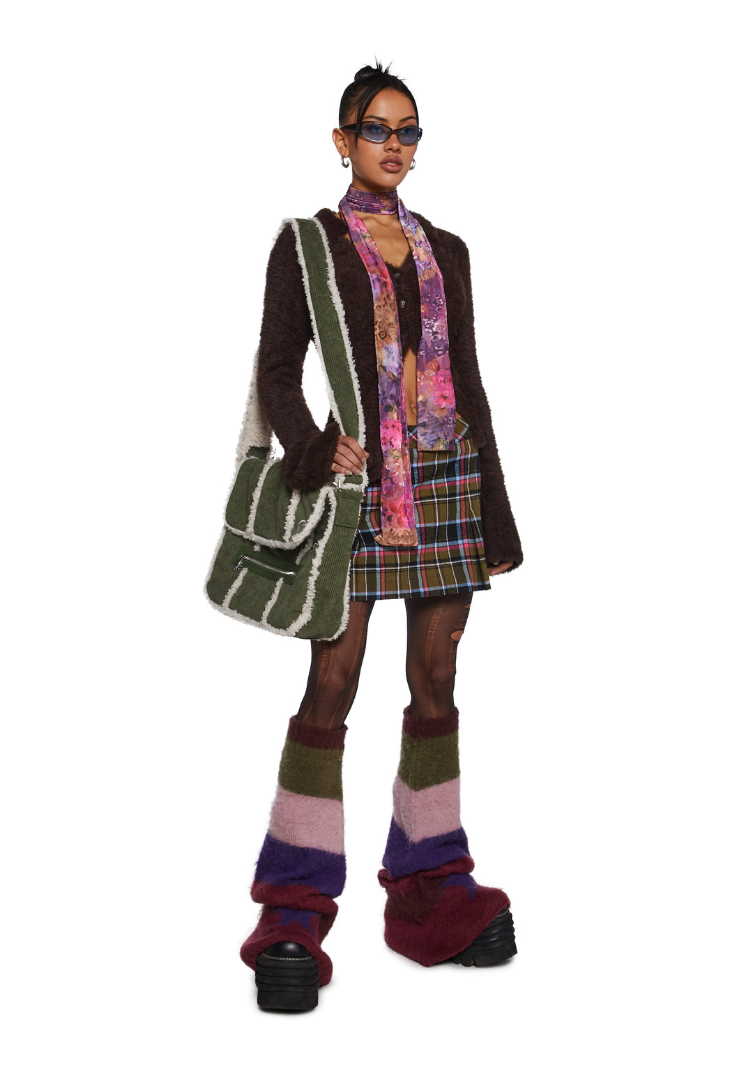 Delia's Plaid A Line Pleated Mini Skirt - Green Multi - Image 2