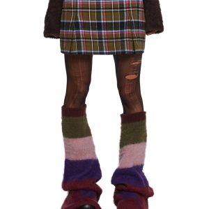 Delia's Plaid A Line Pleated Mini Skirt - Green Multi