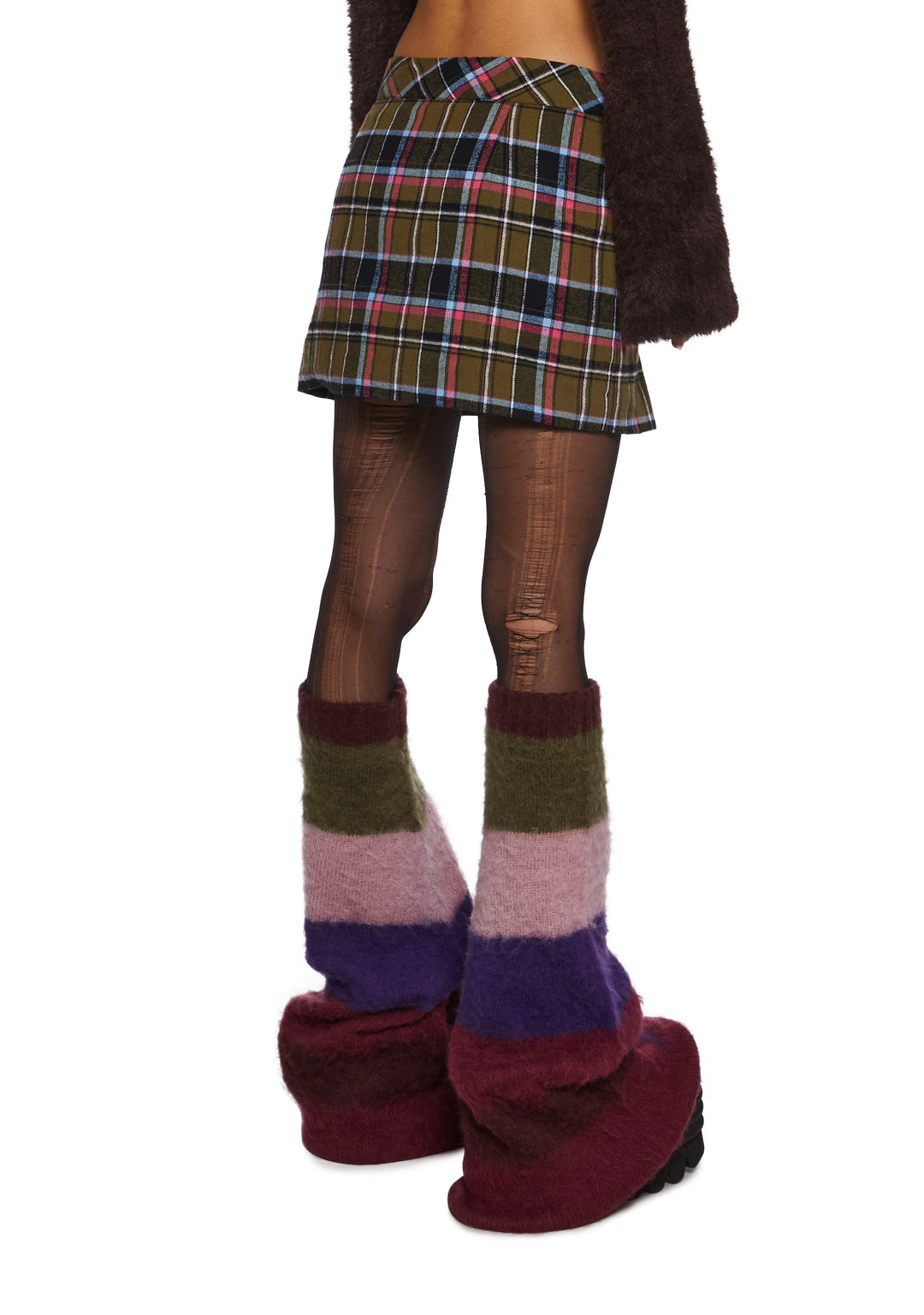 Delia's Plaid A Line Pleated Mini Skirt - Green Multi - Image 4