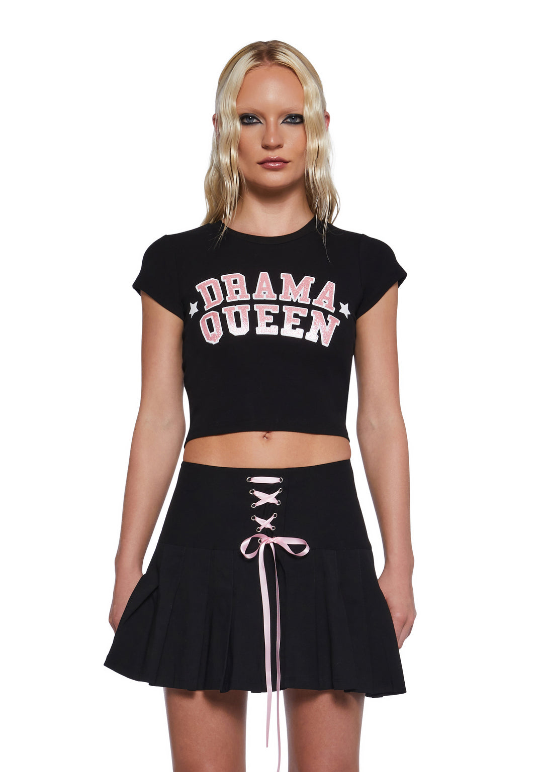 Sugar Thrillz Drama Queen Graphic Baby Tee - Black