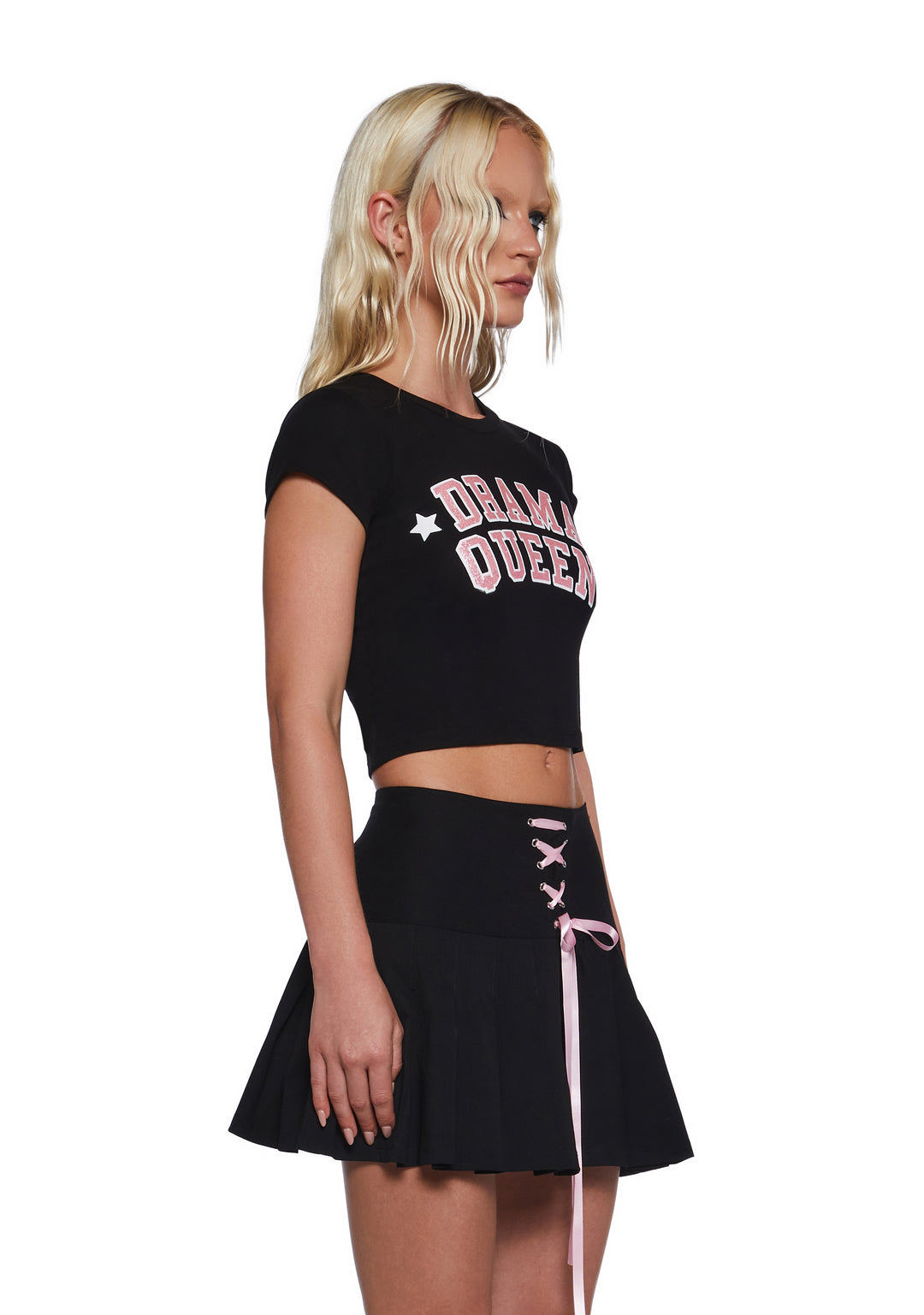 Sugar Thrillz Drama Queen Graphic Baby Tee - Black - Image 3