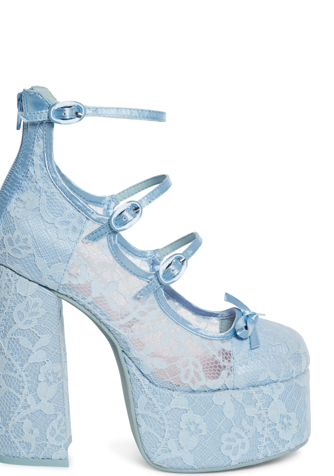 Sugar Thrillz Floral Lace Platform Heels - Light Blue - Image 2
