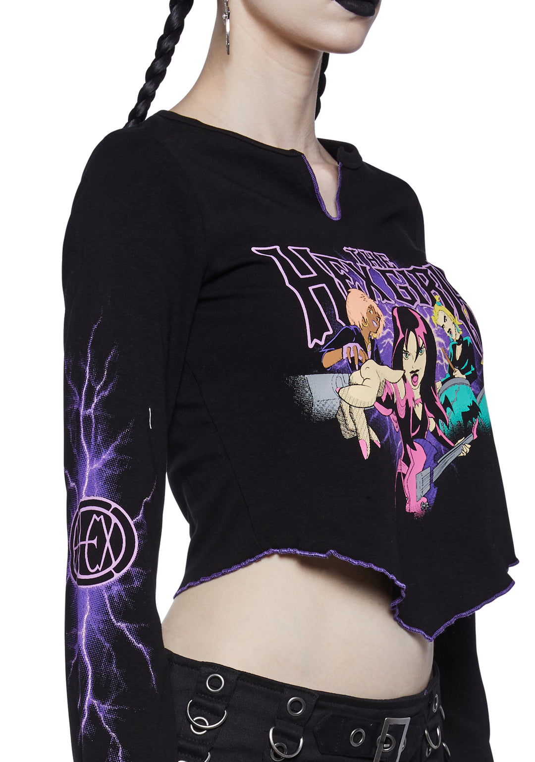 Dolls Kill X Hanna BarberaHex Girls Long Sleeve Tee - Black - Image 5