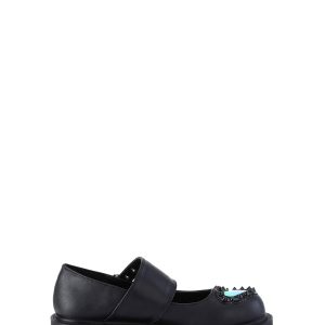 Demonia Double Heart Buckle Platform Mary Janes - Black