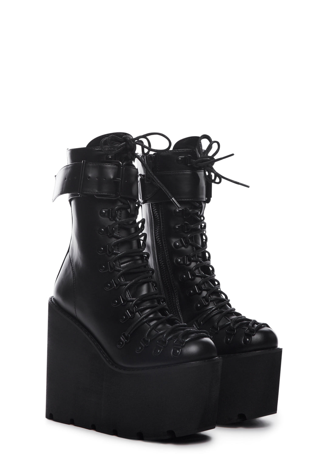 Current Mood Vegan Leather Platform Boots - Black - Image 3