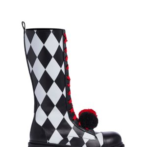 Trickz N Treatz Clown Boots - Black/White/Red