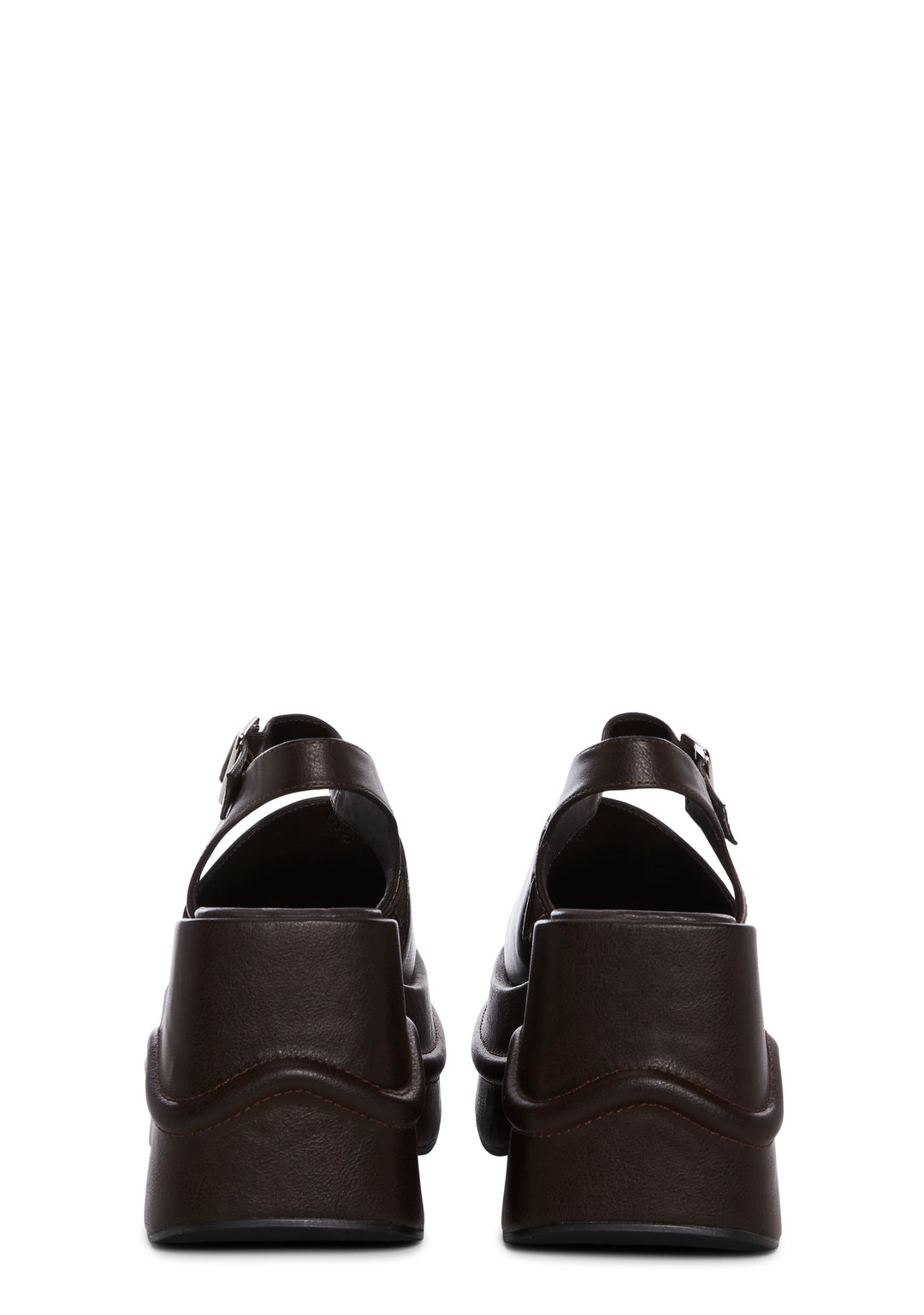 dELiA*s by Dolls Kill Platform Closed Toe Mules - Dark Brown - Image 4