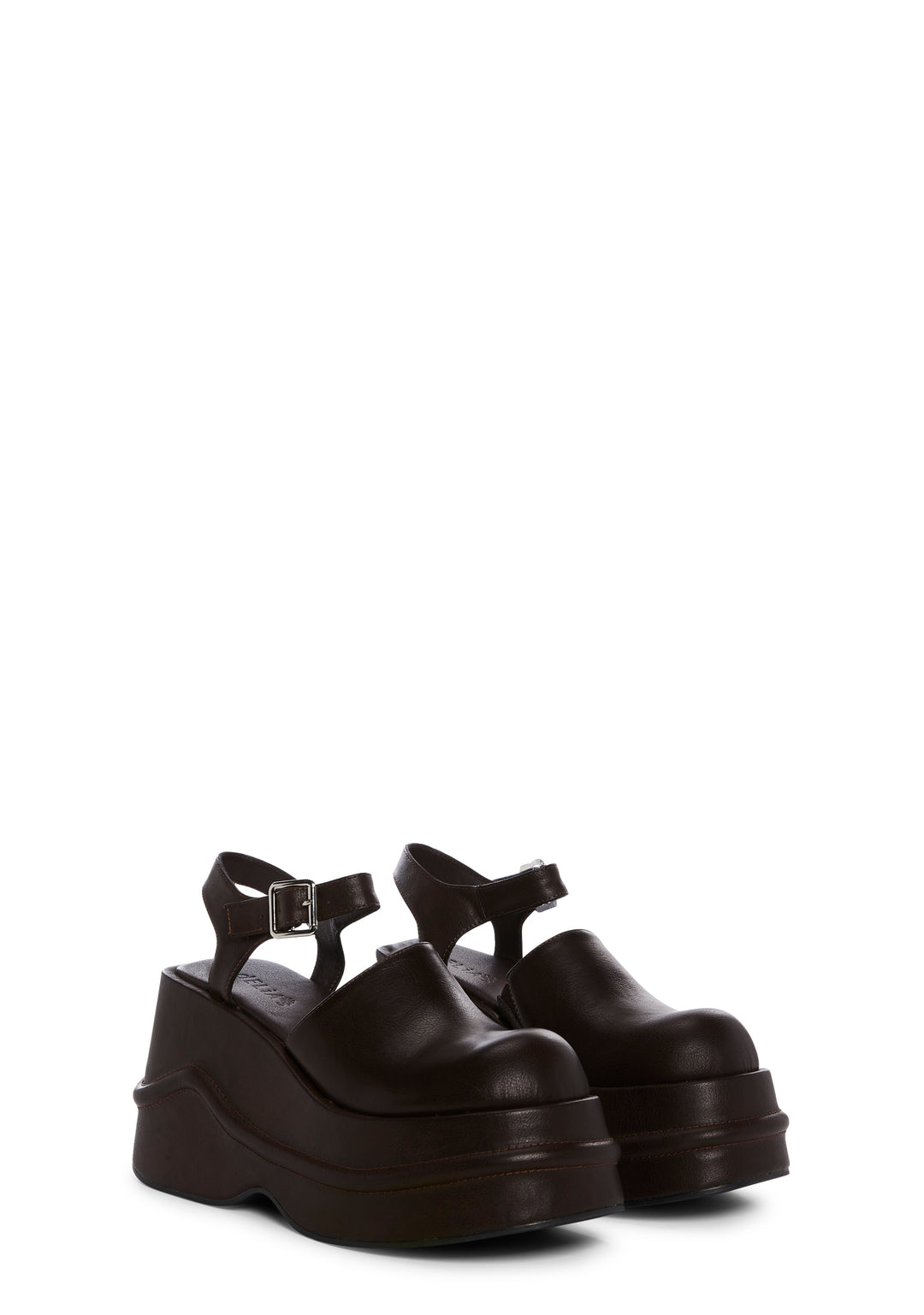 dELiA*s by Dolls Kill Platform Closed Toe Mules - Dark Brown - Image 3