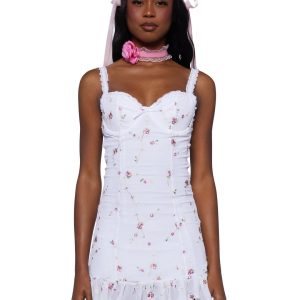 Sugar Thrillz Embroidered Floral Mesh Slip Dress - Black