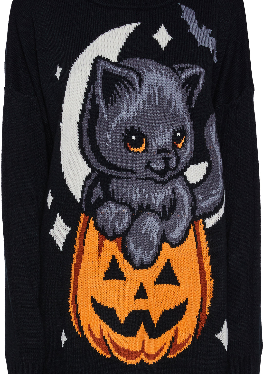 Trickz N Treatz Pumpkin Kitten Oversized Sweater - Black - Image 5