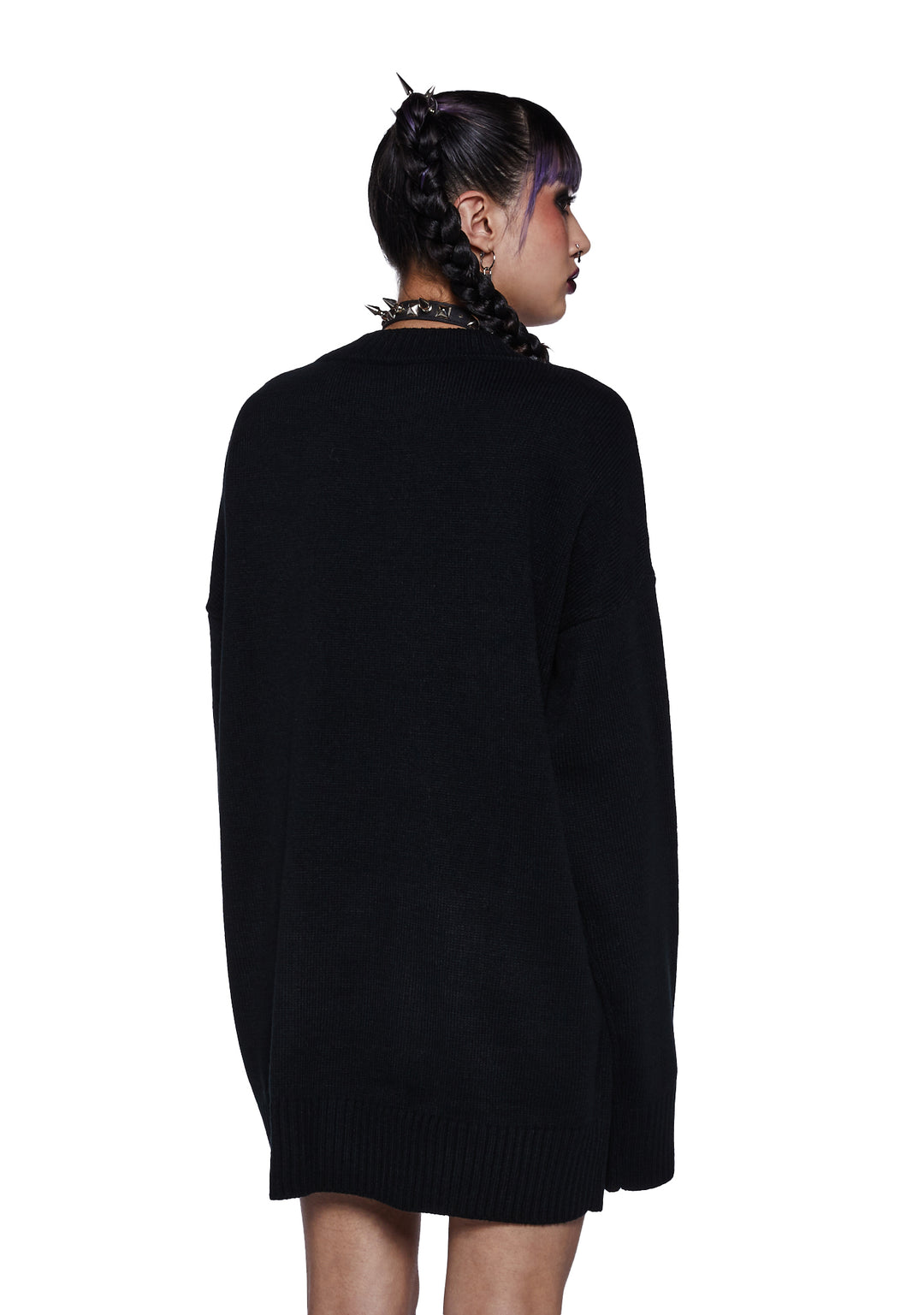 Trickz N Treatz Pumpkin Kitten Oversized Sweater - Black - Image 4