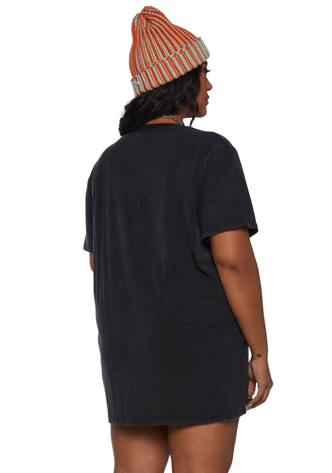 Trickz N' Treatz Plus Size Pumpkin Mood Graphic Tee - Black - Image 4