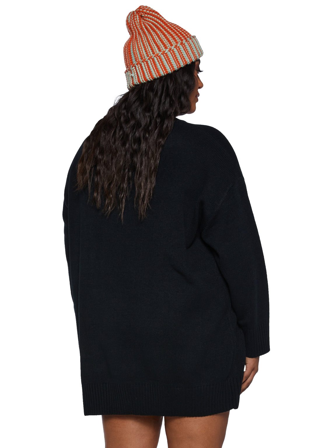 Plus Size Trickz N' TreatzPumpkin Kitten Oversized Sweater - Black - Image 4