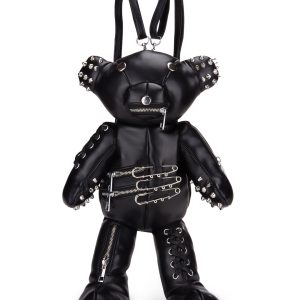 Current Mood Studded Gimp Teddy Bear Backpack - Black