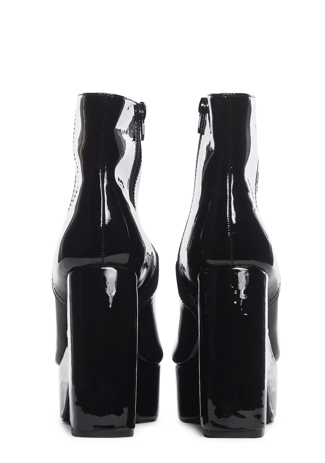 Patent Platform Ankle Boots - Black - Image 3