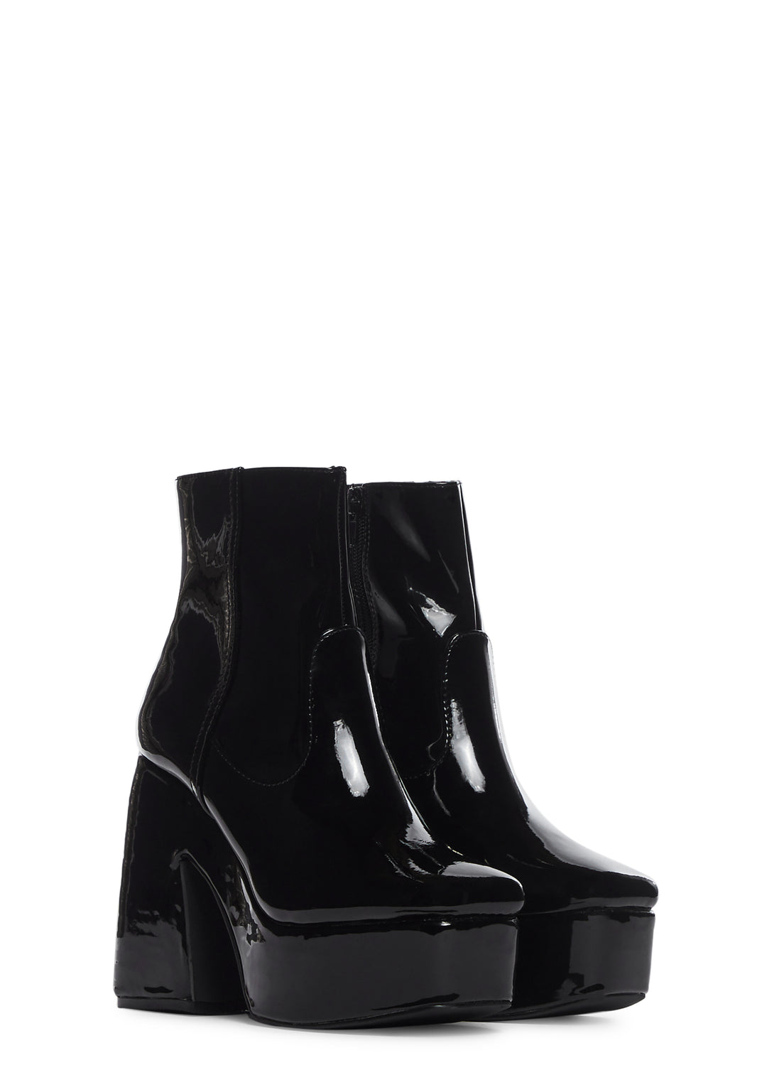 Patent Platform Ankle Boots - Black - Image 2