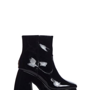 Patent Platform Ankle Boots - Black
