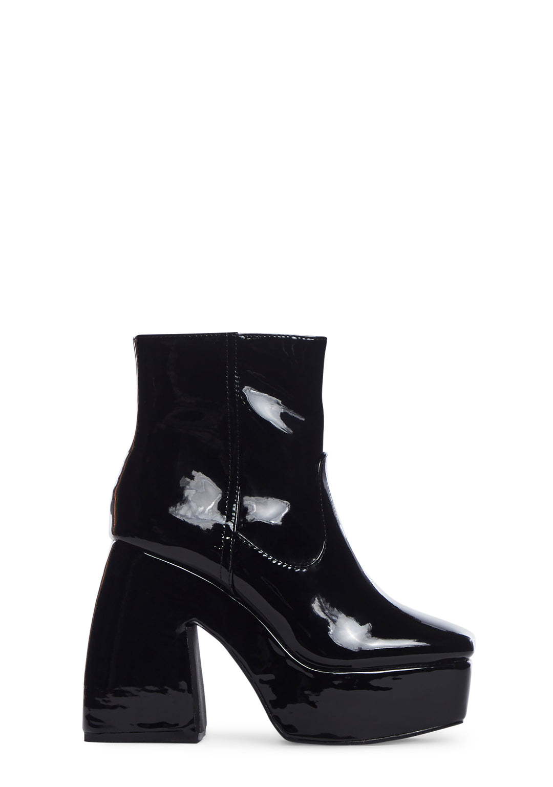 Patent Platform Ankle Boots - Black