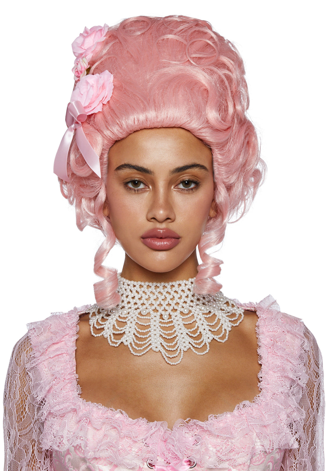 Trickz N Treatz Flower And Bow Detail Wig - Baby Pink