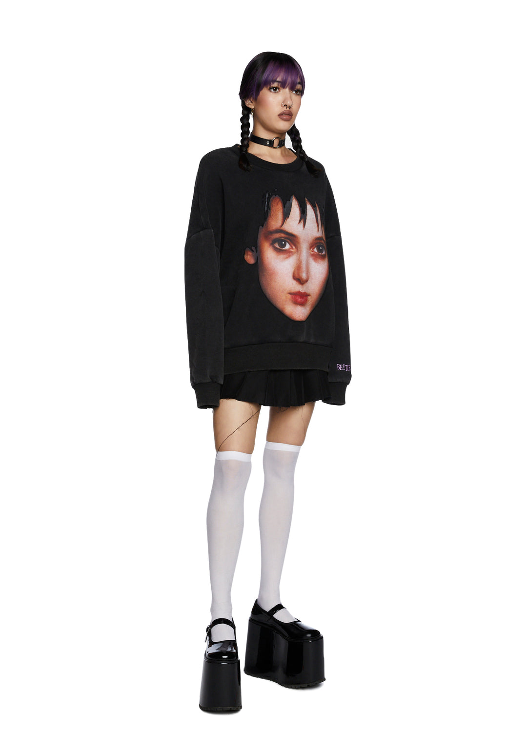 Dolls Kill X Beetlejuice Lydia Oversized Sweatshirt - Black - Image 2