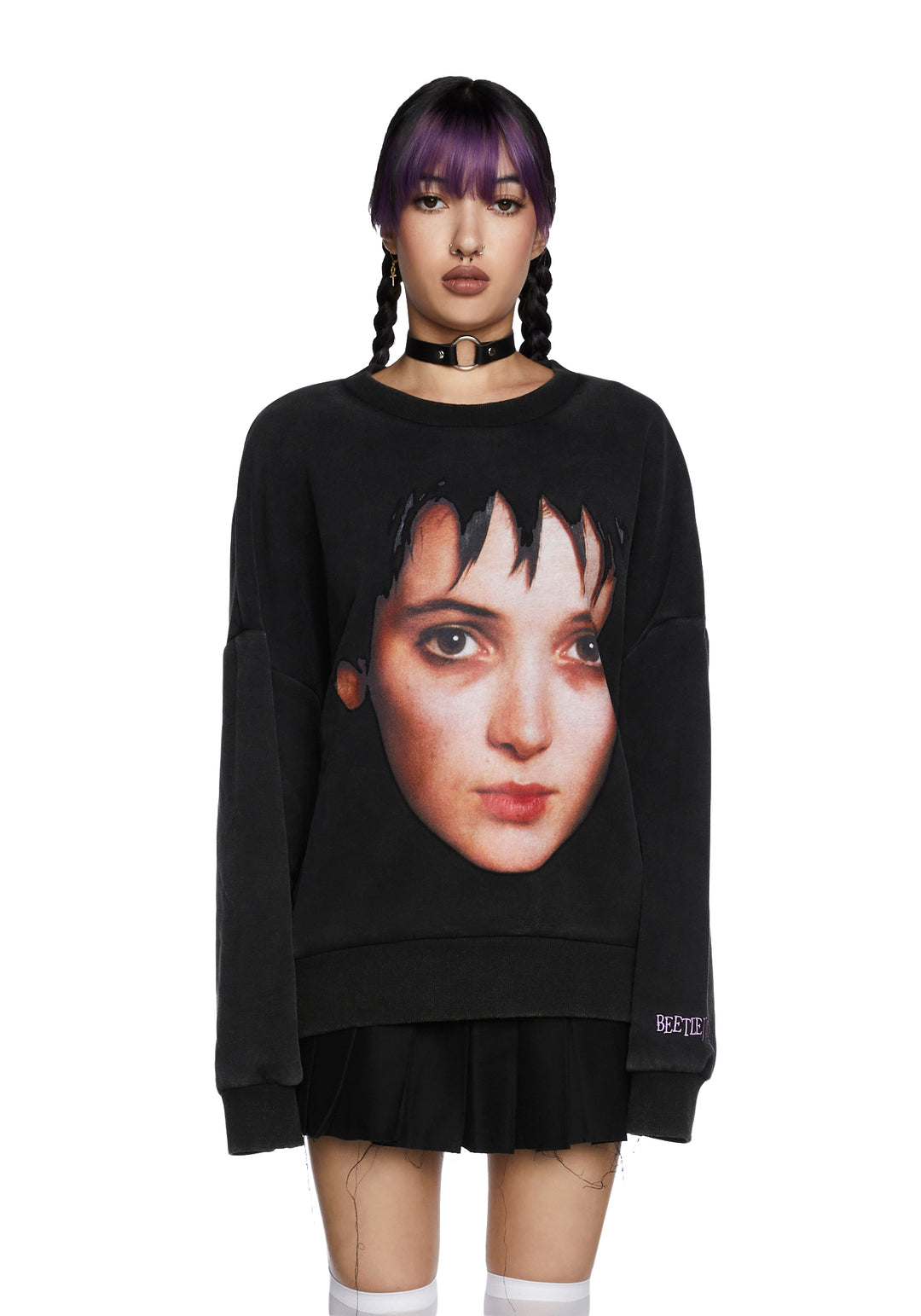 Dolls Kill X Beetlejuice Lydia Oversized Sweatshirt - Black