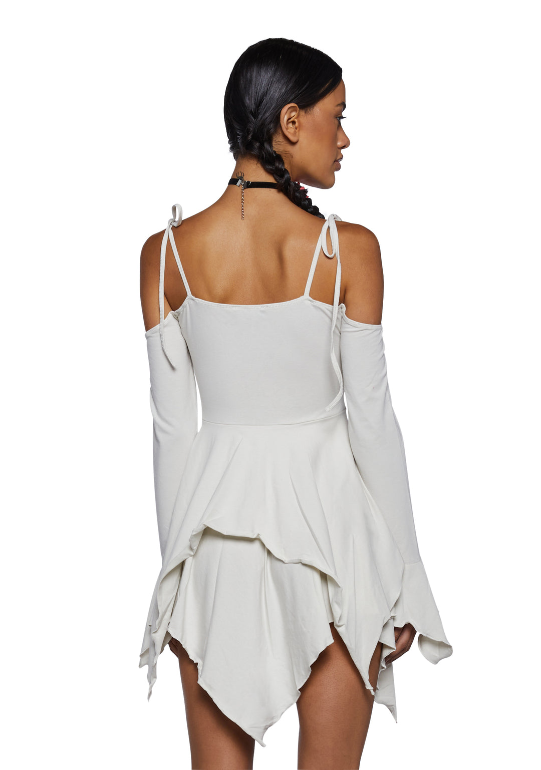 Current Mood Off The Shoulder Handkerchief Mini Dress - Off White - Image 4