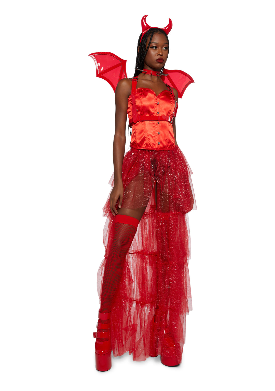 Trickz N Treatz Strapless Hook Eye Corset Top - Red Satin - Image 5