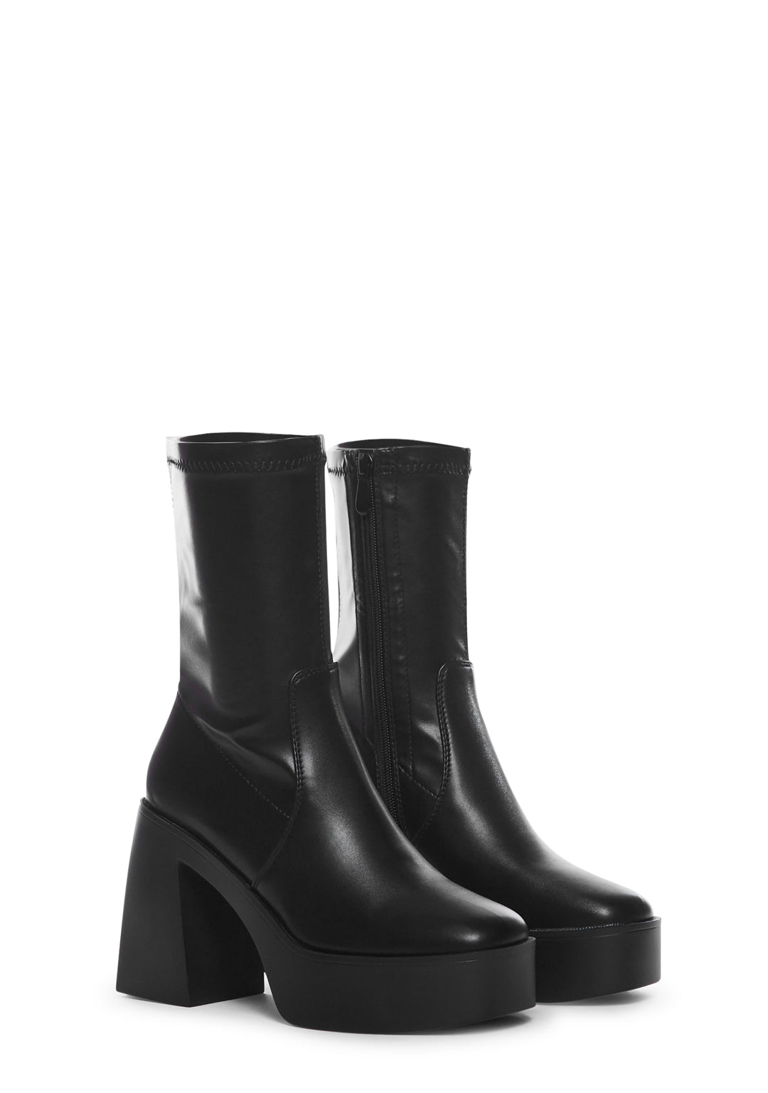 AZALEA WANG 4 Way Stretch Platform Boots - Black - Image 3