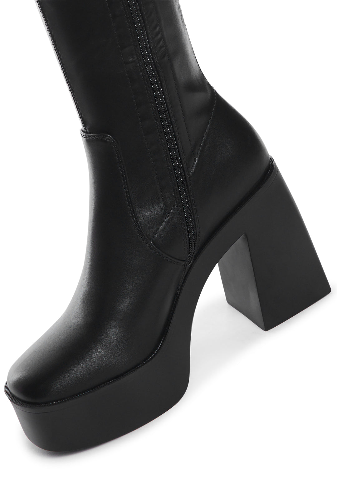AZALEA WANG 4 Way Stretch Platform Boots - Black - Image 2