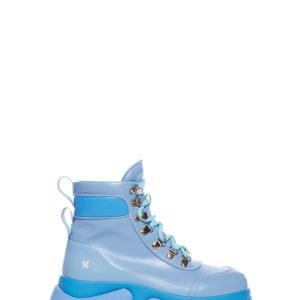 Koi Footwear Platform Lace Up Treaded Combat Boots - Blue