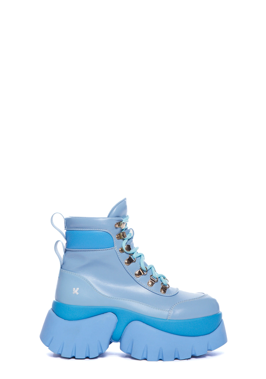 Koi Footwear Platform Lace Up Treaded Combat Boots - Blue