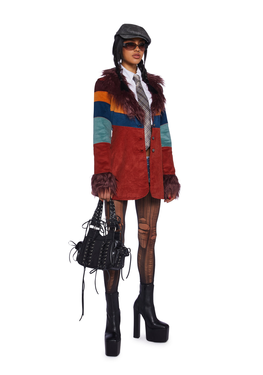 Current Mood Corduroy Faux Fur Butterfly Coat - Image 5