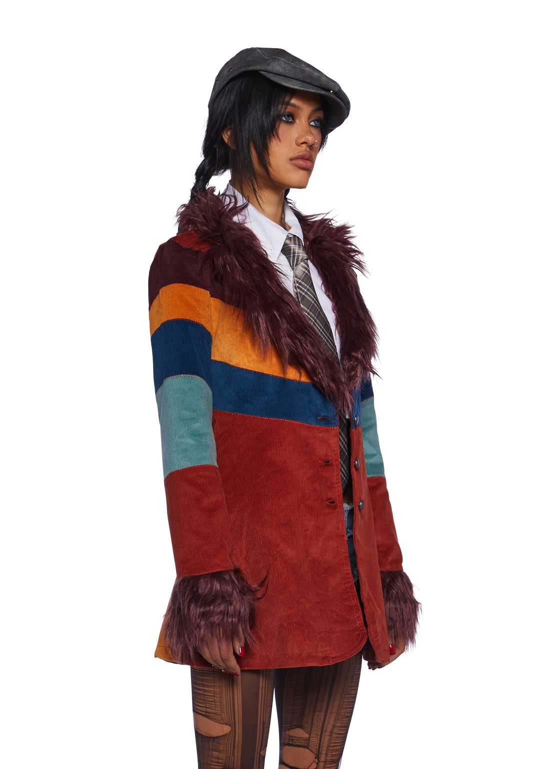 Current Mood Corduroy Faux Fur Butterfly Coat - Image 3